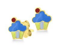 Gold Plated Kid Stud Earring Cup Cake STE-305-GP